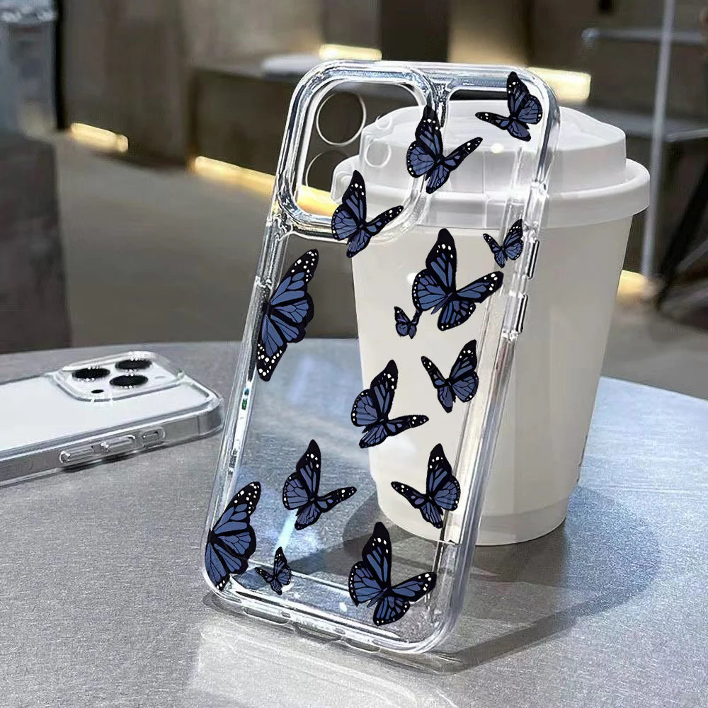 Flower Case For iPhone 11 Cases iPhone 15 12 13 14 16 Pro Max X XR XS Max 14 15 Plus 16Pro iPhone16 Clear Shockproof Cover Funda