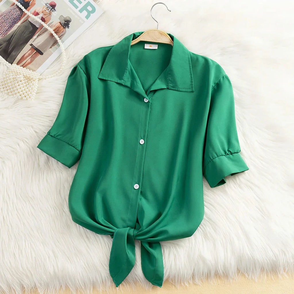 2025 New Womens Tops Fashion Women Summer Chiffon Blouse Short Sleeve Casual Shirt White Ropa Mujer Blusas Feminino