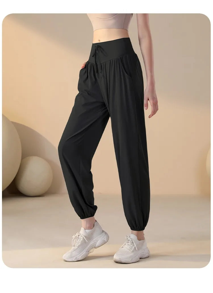 Women's Casual Loose Yoga Pants Dance Running Outdoor Sports Long Trousers Qui Dry Breathable Comfortable Sweatpants