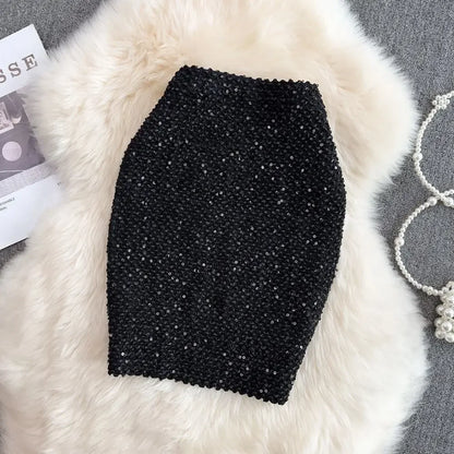 Skirts For Women Stylish Sequin Woman Skirt Formal Office Premium Chic And Elegant V Luxury Offer Original Hot Korean Style On