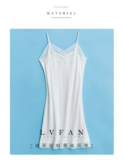 Silk Suspender Skirt Women's Loose LINED SKIRT Summer Large Bottomed Skirt Mulberry Silk Vest Skirt Bottomed