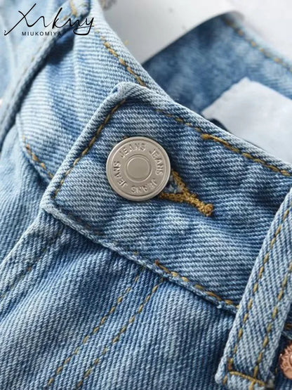 MiuKoMiYa Long Denim Skirts For Women Maxi Spring 2025 Black Front Slit Jean Skirts Womens Long Streetwear Blue Skirt Denim Maxi
