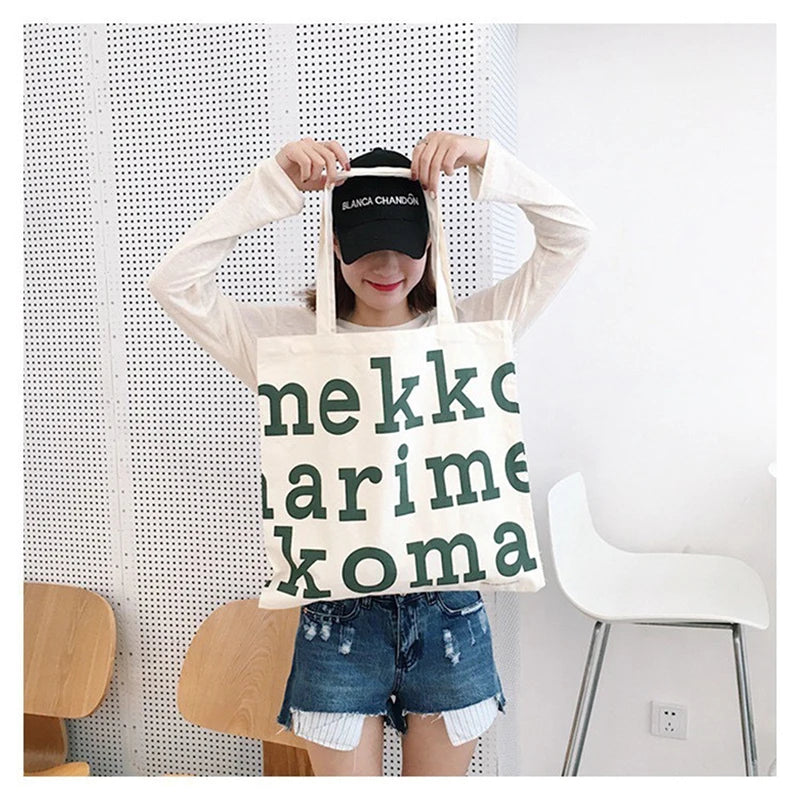 Women's Bag Cheap Casual Large Capacity Shoulder Bags Shopper Canvas Letter Fashion Harajuku Zipper Print Handbags