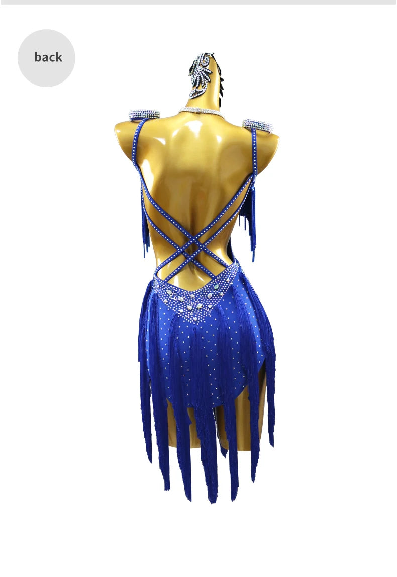 Evening Dress Latin Dance Costume Womens 2025 Dancewear Girl Adult Short Fringed Clothing American Competition Stage Sports Suit