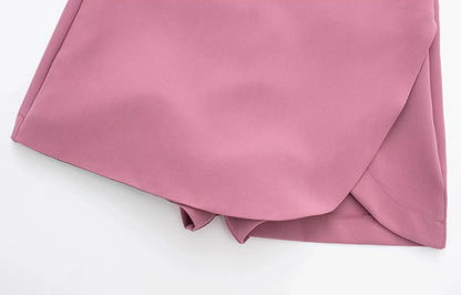 TRAF Women's Skort High Waist Brown Skirt Pants Stylish Summer Pink Black Mini Skirt Shorts Asymmetric Casual Off White Skort