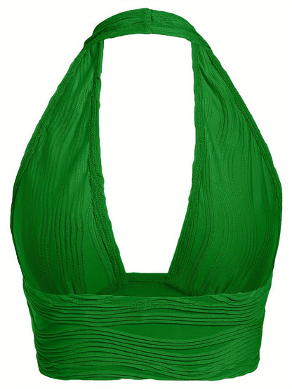 Sexy Crop Tops for Women Deep V Neck Back Cutout Sleeveless Plunge Racerback Tank Cropped Top