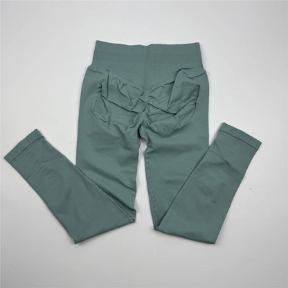 Woman Low Yoga Pants Tummy Control Squat Proof Gym Fitness Workout Scrunch Butt Tights Seamless Sports Leggings