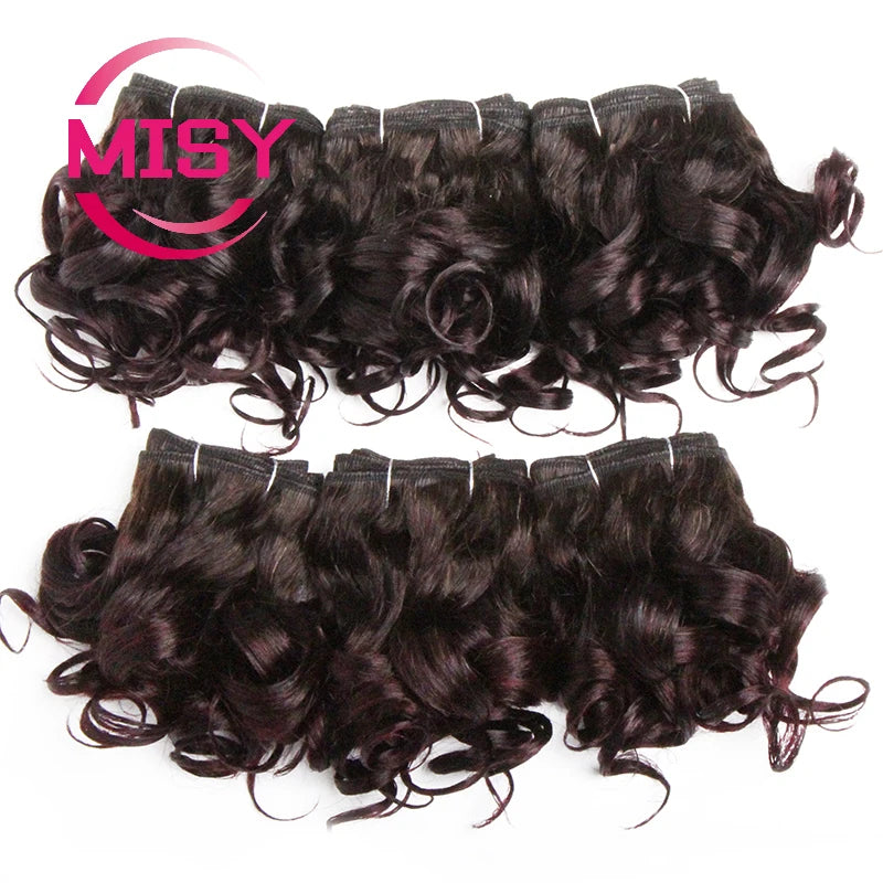Curly Hair Bundles Brazilian Human Hair Weave 6 Bundles With Lace Closure Colored 1B/27/30/33/99J Short Hair Extension For Women