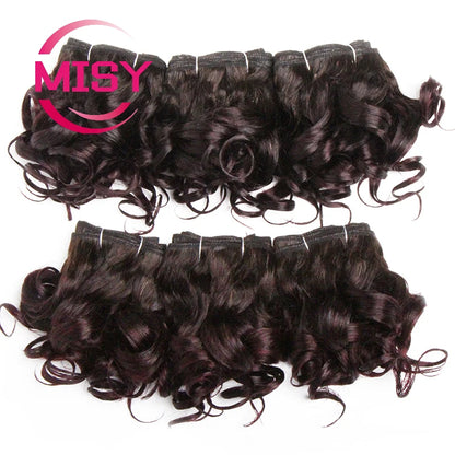 Curly Hair Bundles Brazilian Human Hair Weave 6 Bundles With Lace Closure Colored 1B/27/30/33/99J Short Hair Extension For Women