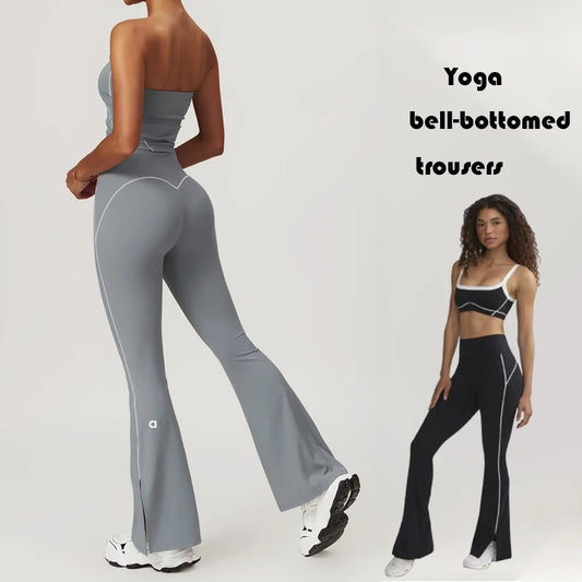 Yoga Pants Women High Waist Lift Hip Fitness Running Training Sweatpants Micro Pants Slim Slim Flared Pants Outer Wear
