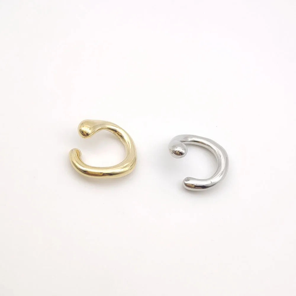 Golden Earrings without Piercing Geometric Round Ear Cuff Minimalist Cartilage Earrings Women Simple Jewelry