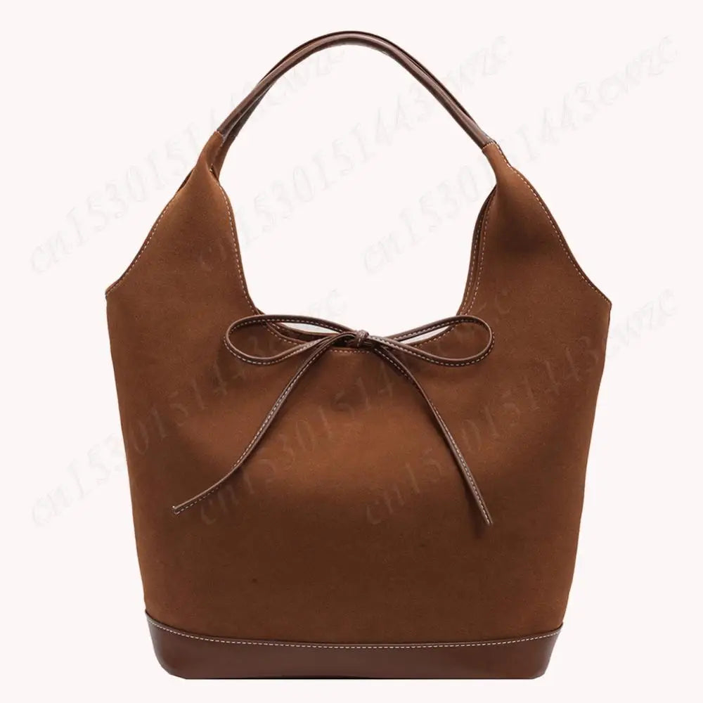 Women PU Tote Bag Designer Shoulder Bags Fashion Bucket Bag Large Capacity Suede Tote Purse Handbag Stylish Commuting Bag
