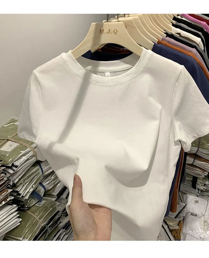 Women T Shirt Girls T-Shirt Woman Clothes Tops  Tshirt Female Short Sleeve Spring Tee Sexy Y2k Top White