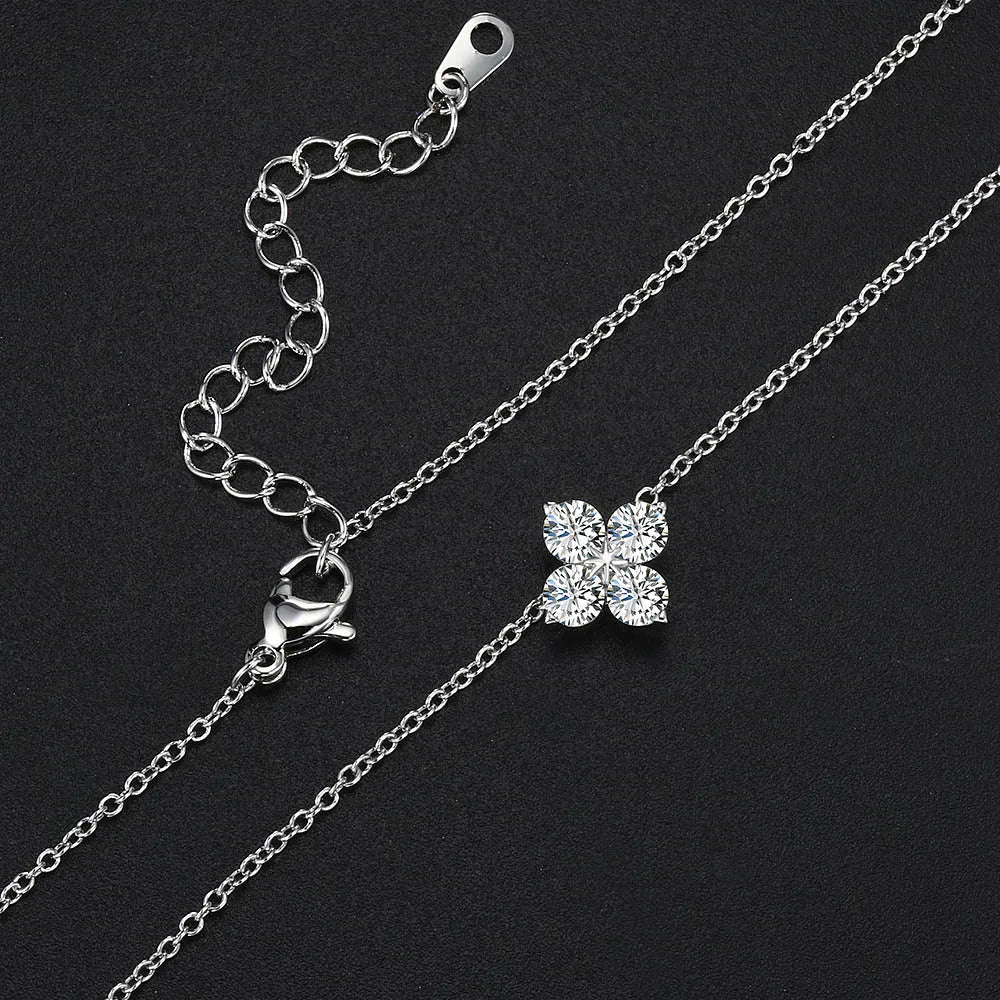 Women's Neck Chain Simple Daily Crystal Flower Pendant Necklaces Gold Color Chokers Birthday Gift For Girls Fashion Jewelry N087