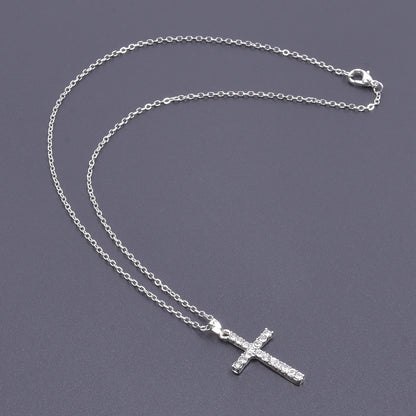 Women Necklace Jewelry Chain Fashion Cross With Rhinestone Pendant Necklace Stainless Steel Choke Ring Women Accessories New
