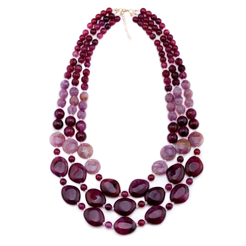 New Handmade Beaded Necklace for Women Multi-layers String Larger Size Bib Statement Necklaces Party Wedding Accessory