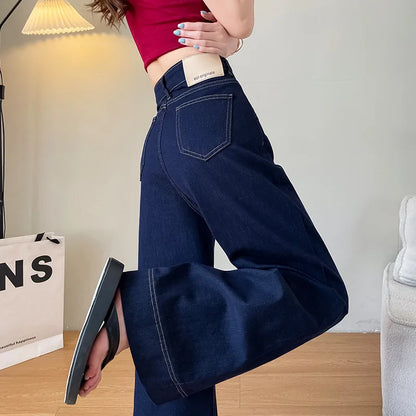 Women's New Jeans Dark Blue Wide Leg Loose Jeans Female Spring and Fall New High-Waisted Loose Straight Jeans Wide Leg Pants