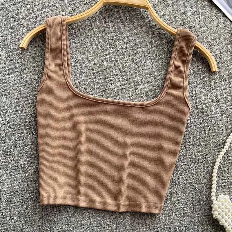 Tank Top Women Sexy Backless Y2k Top Slim Fit Bottoming Blouse Solid Crop Top Sleeveless Camis Mujer