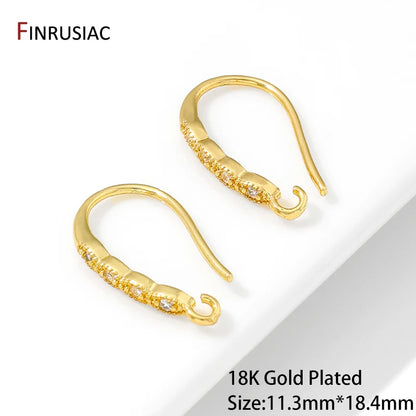 18K Gold Plated Brass Crystal Earrings Findings Earwire Clasps Hooks For DIY Women Handmade Earrings Accessories Wholesale