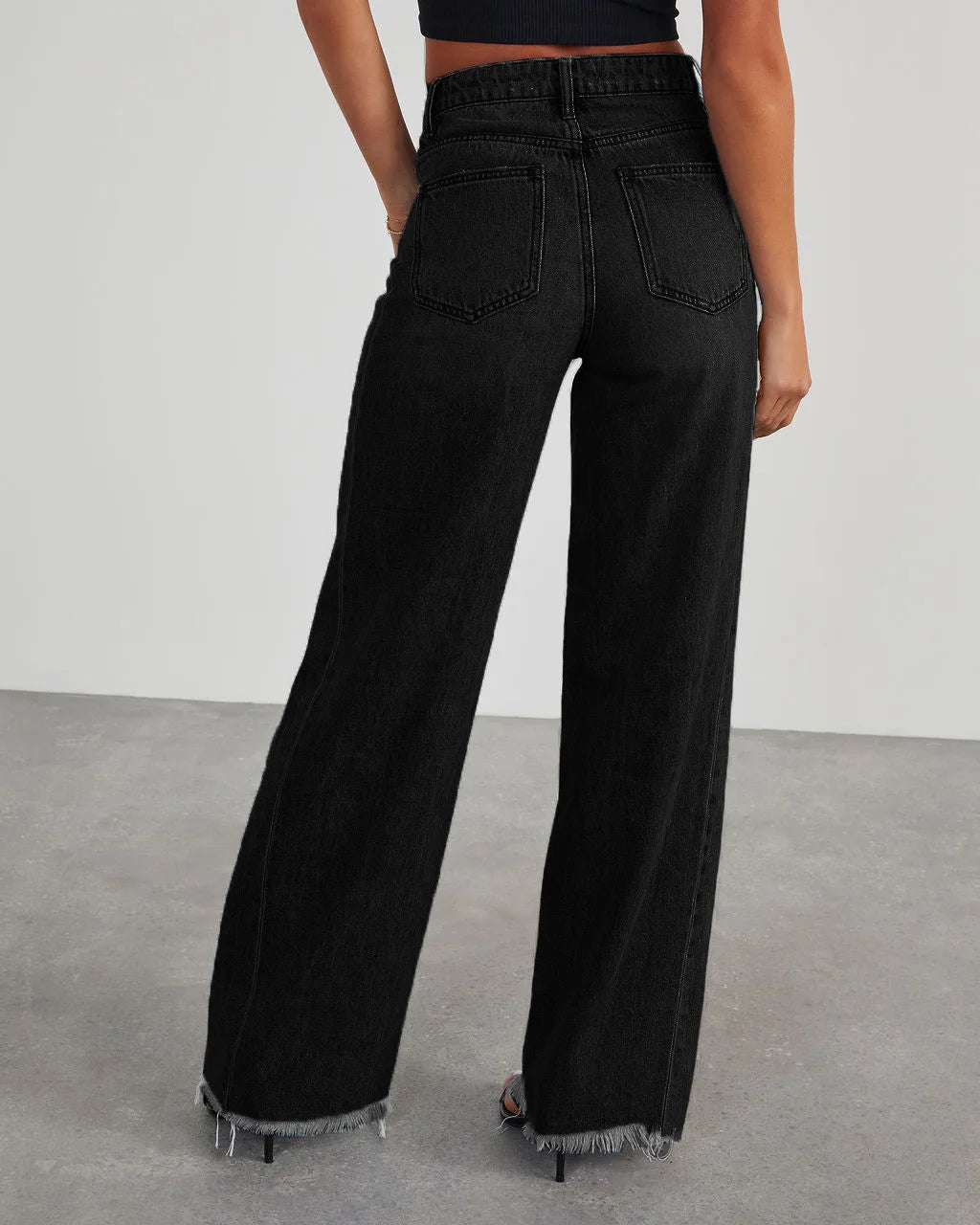 High-waisted Straight-leg Furred Jeans, Women's New Fashion High-waisted Wide-leg Pants Jeans,spring and Autumn for Women Y2k