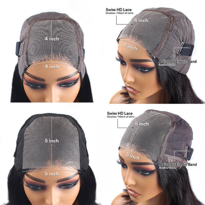 Glueless Wigs Human Hair Ready To Wear Bone Straight Human Hair Wigs 30 Inch Pre Cut 4X4 5X5 Hd Lace Closure Wig 100% Human Hair