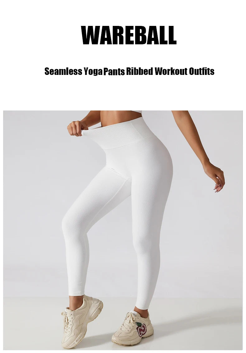 New Ribbed Seamless Yoga Pants High Waist Gym Leggings Sport Women Fitness Female Legging Tummy Control Running Tights