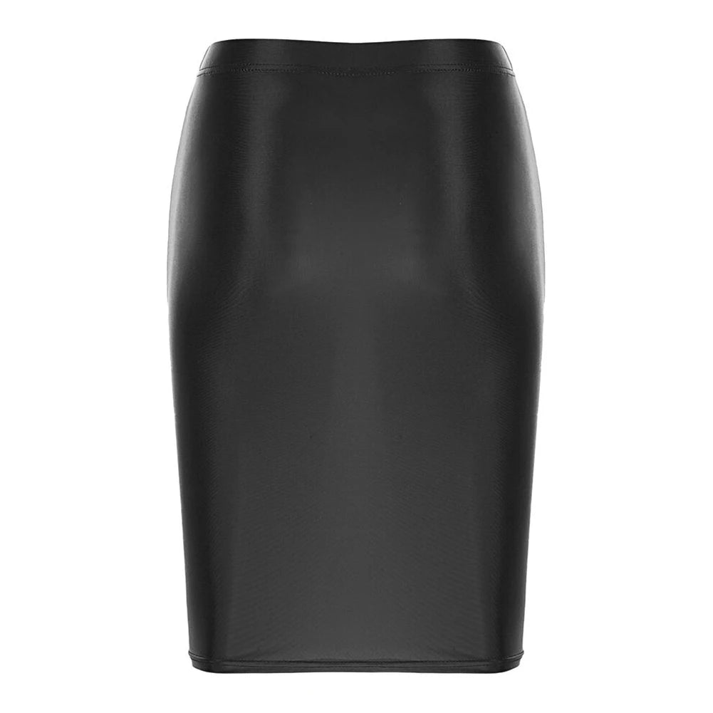 Mini Skirts Skirt For Women Autumn Bodycon Clubwear Glossy Shiny Stretchy Summer Tight Fitting High Waist Knee-length