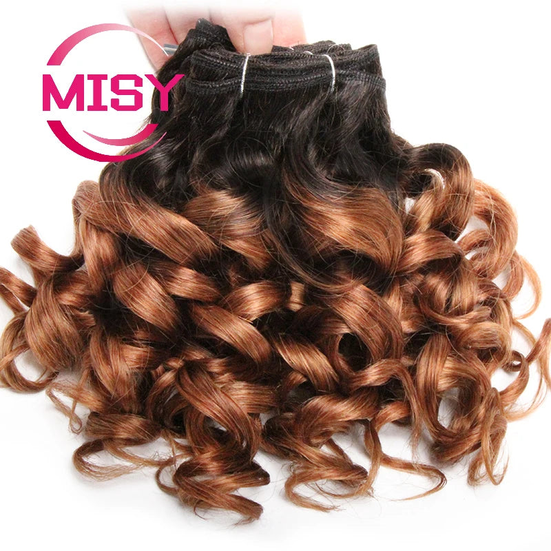 Curly Hair Bundles Brazilian Human Hair Weave 6 Bundles With Lace Closure Colored 1B/27/30/33/99J Short Hair Extension For Women