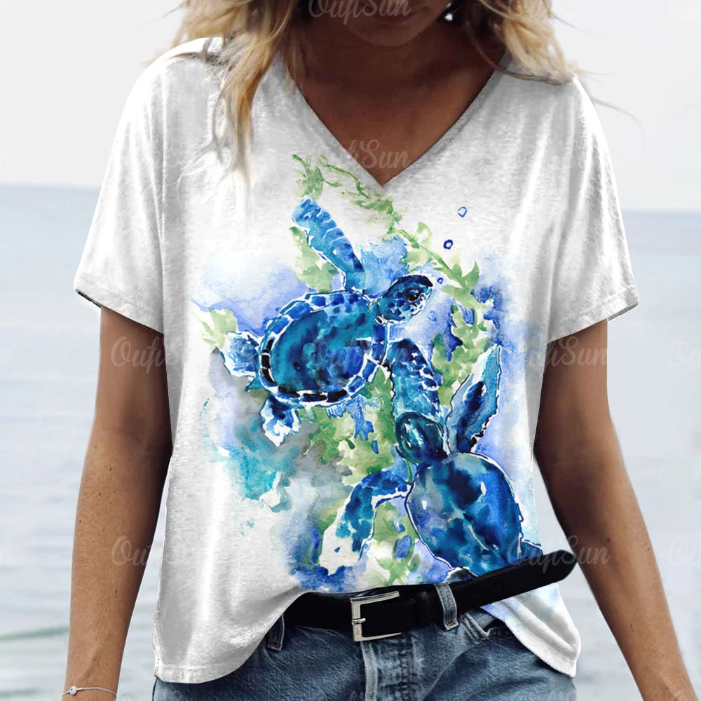 2024 Top Women Animal Printed T-Shirt For Women Oversized T-Shirts Women's Trending Clothing Summer Cheap Blouse Crew Neck Tees