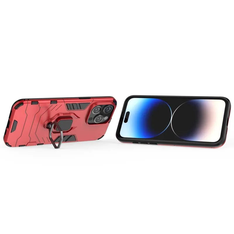 Shockproof Armor Case For iPhone 14 15 Pro Max Cover Holder Back Coque for iphone 11 12 13 Mini 7 8 Plus X XR XS Phone Cases