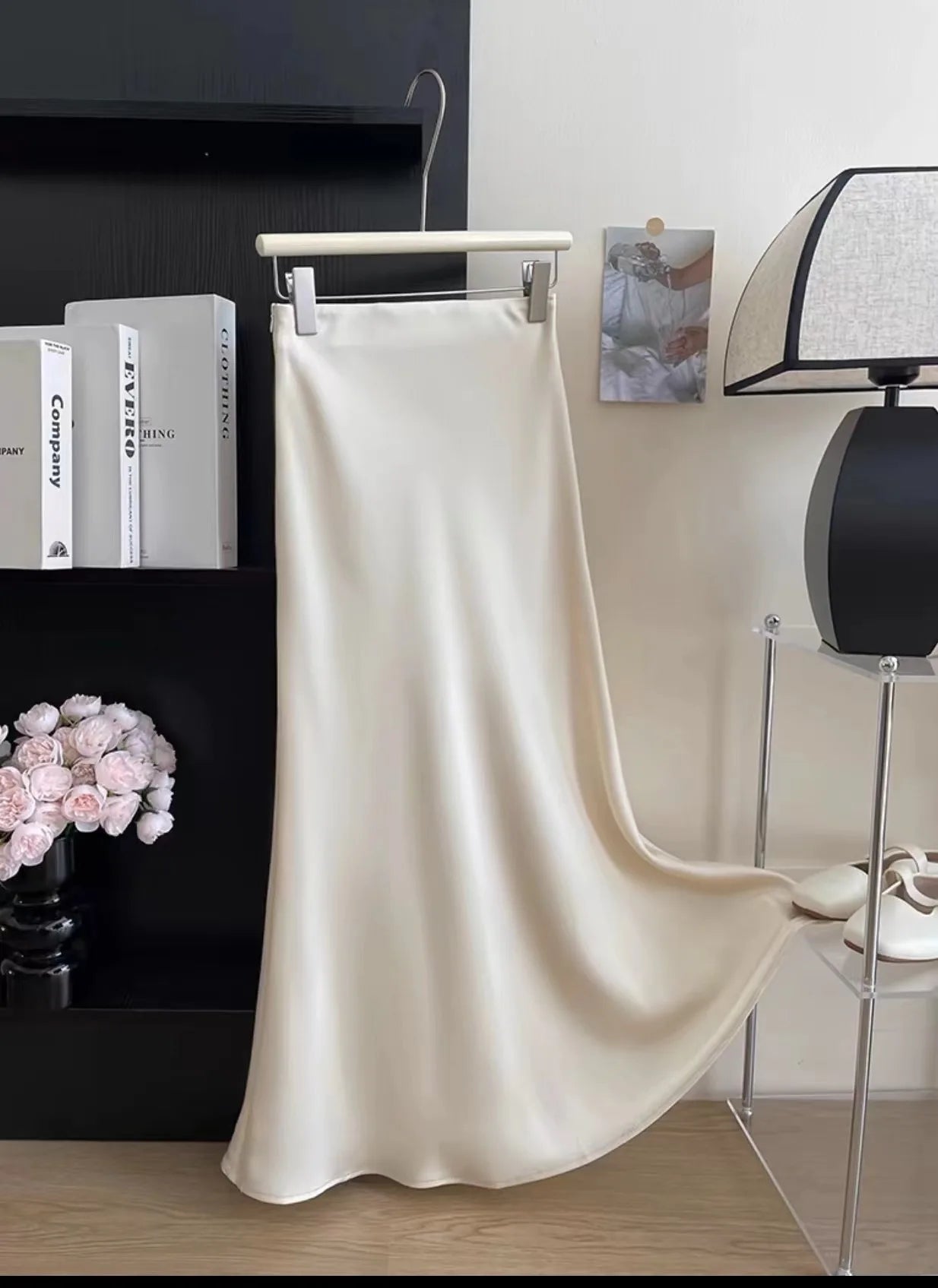 Long Skirts for Women High-waisted Thin Satin Acetate Silky Fishtail Skirt Korean Fashion Clothing Elegant Women's A-line Skirt