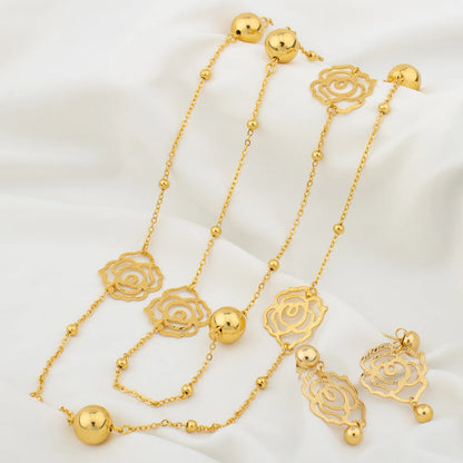 Long Necklaces with Earrings for Women Copper Waist Chain 110mm Vintage Pendant Trendy Wedding Party Jewelry Accessories Gifts