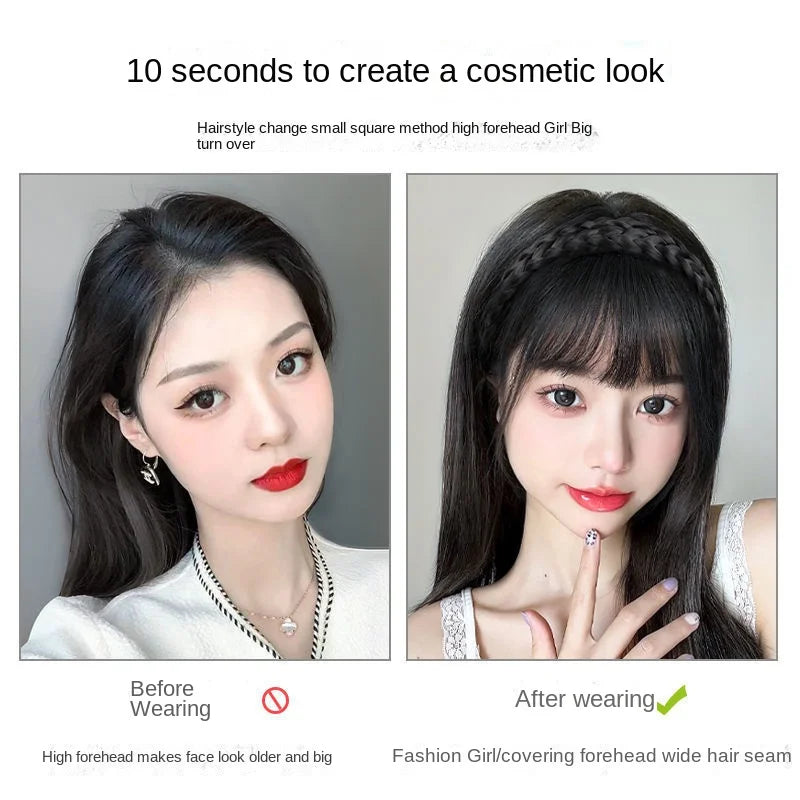 Wig Bangs Headband Synthetic Bangs Hair Extension Fake Fringe Natural Hair Clip on Hairpieces for Women Invisible Natural Clip