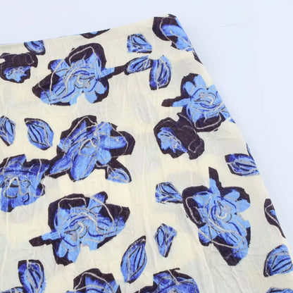 Women Skirt 2025 summer new ethnic style fashionable simple printed slit mid length pleated straight tube skirt