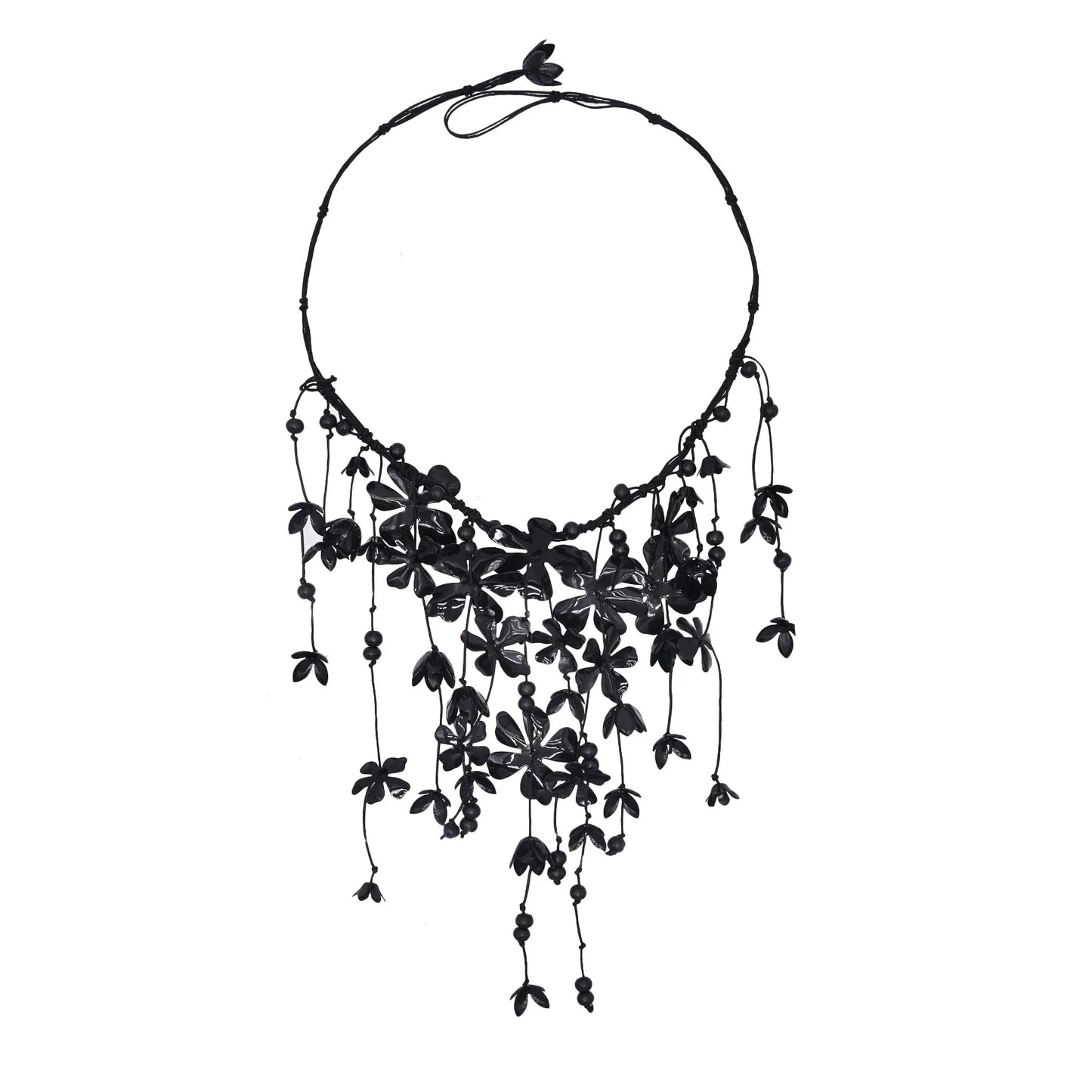 Bohemian Flower Necklace Hand Woven Multi-layer Floral Necklace Exaggerated Collarbone Chain Bridal Dress Accessories for Women