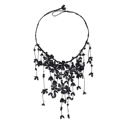 Bohemian Flower Necklace Hand Woven Multi-layer Floral Necklace Exaggerated Collarbone Chain Bridal Dress Accessories for Women