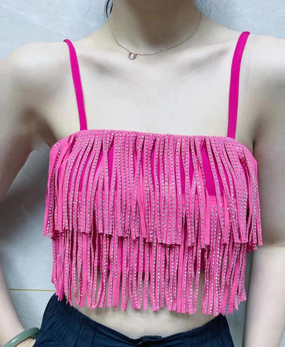 Women Skirt Fashion 2025 New Autumn High Waist Belt Multi Layer Short  Heavy Drilling Rhinestones Fringed Skirt with Cake A Line