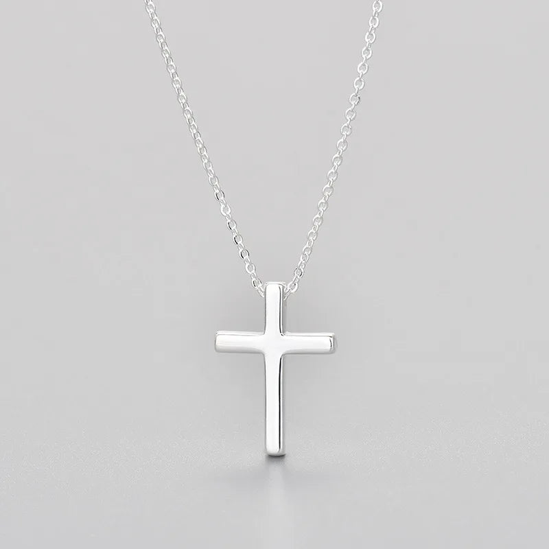 925 Sterling Silver Necklace For Women Adjustable Simple Cross Shape Necklace O-Chain Choker Necklaces Birthday Gift Chocker