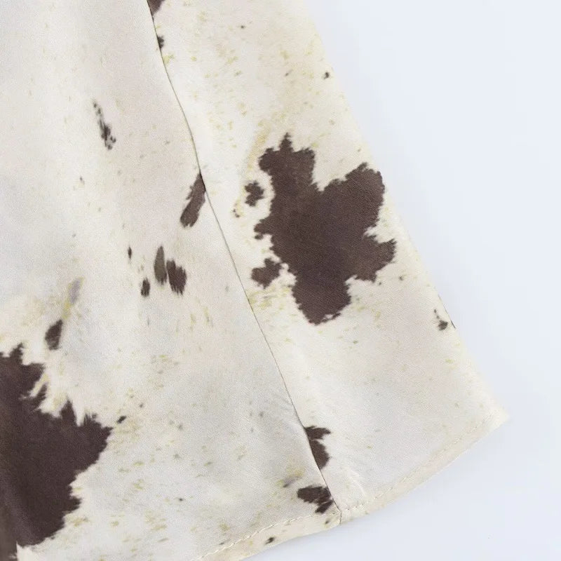 MUJER Print Satin Long Skirts for Women High Waist Midi Skirt Woman Spring Belt Women's Skirt Cylinder Vintage Women Skirt Sets