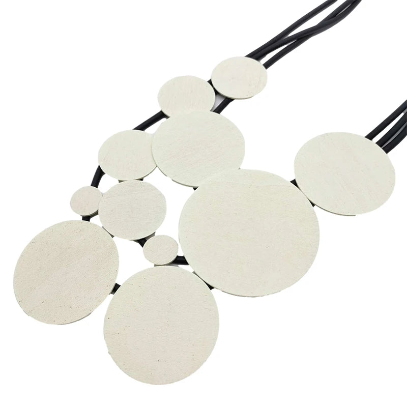 Fashion Jewelry Women Pendant Necklace Bohemian Ethnic Long White Round Piece Accessories Party Costume Rubber Necklaces Jewelry