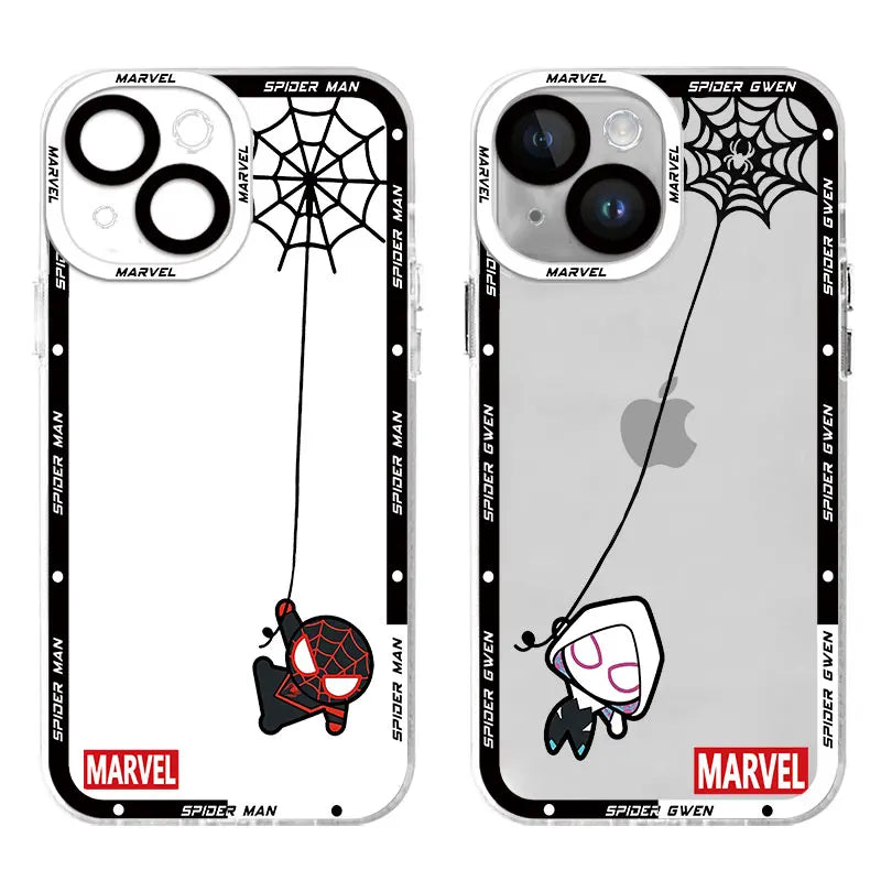 phone Soft case for iphone 11 14 13 cases 15 8 Plus XR 7 12 Pro 6S XS Max Mini X SE funda TPU Coque Spider Web Spiderman Marvel