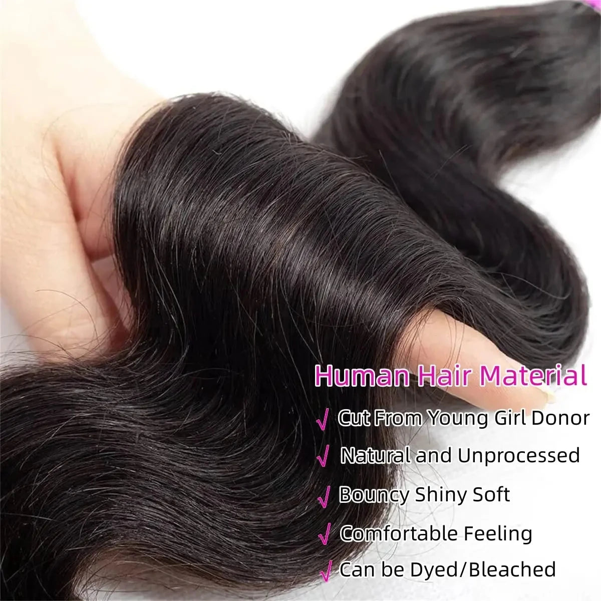 Human Hair Bundles Weave Brazilian Hair Bundles Loose Body Wave 3/4 Bundles Weft Virgin Raw Remy Hair Extensions For Women 28"