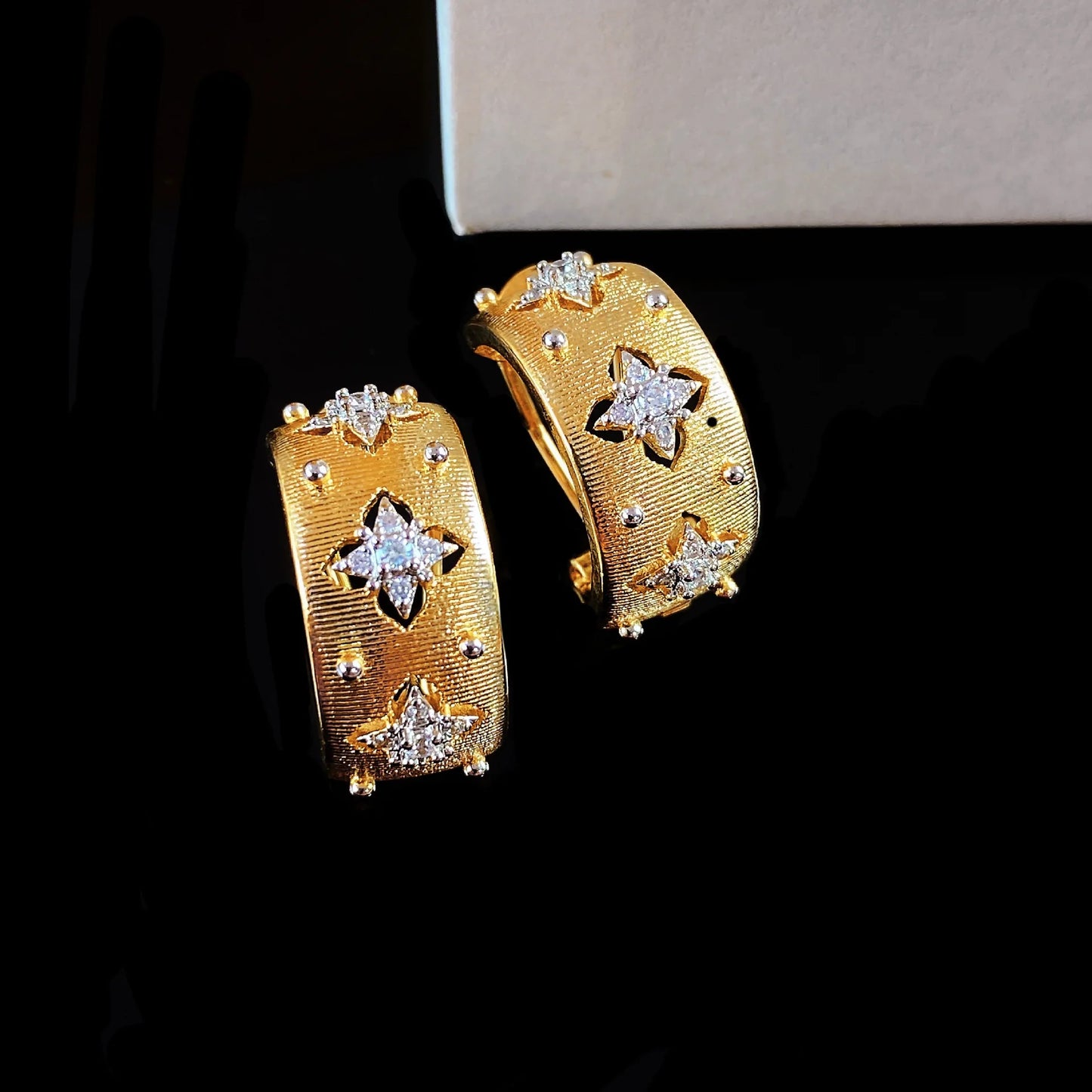 Women Hand-brushed two-color Gold Ring Earrings Necklace Bracelet