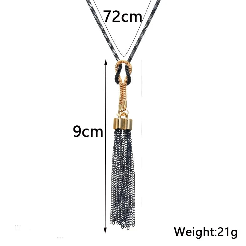 Elegant Female Fashion Pendant Necklace Tassel Long Winter Sweater Chain Necklace Women Geometric Twisted Necklaces Jewelry Gift