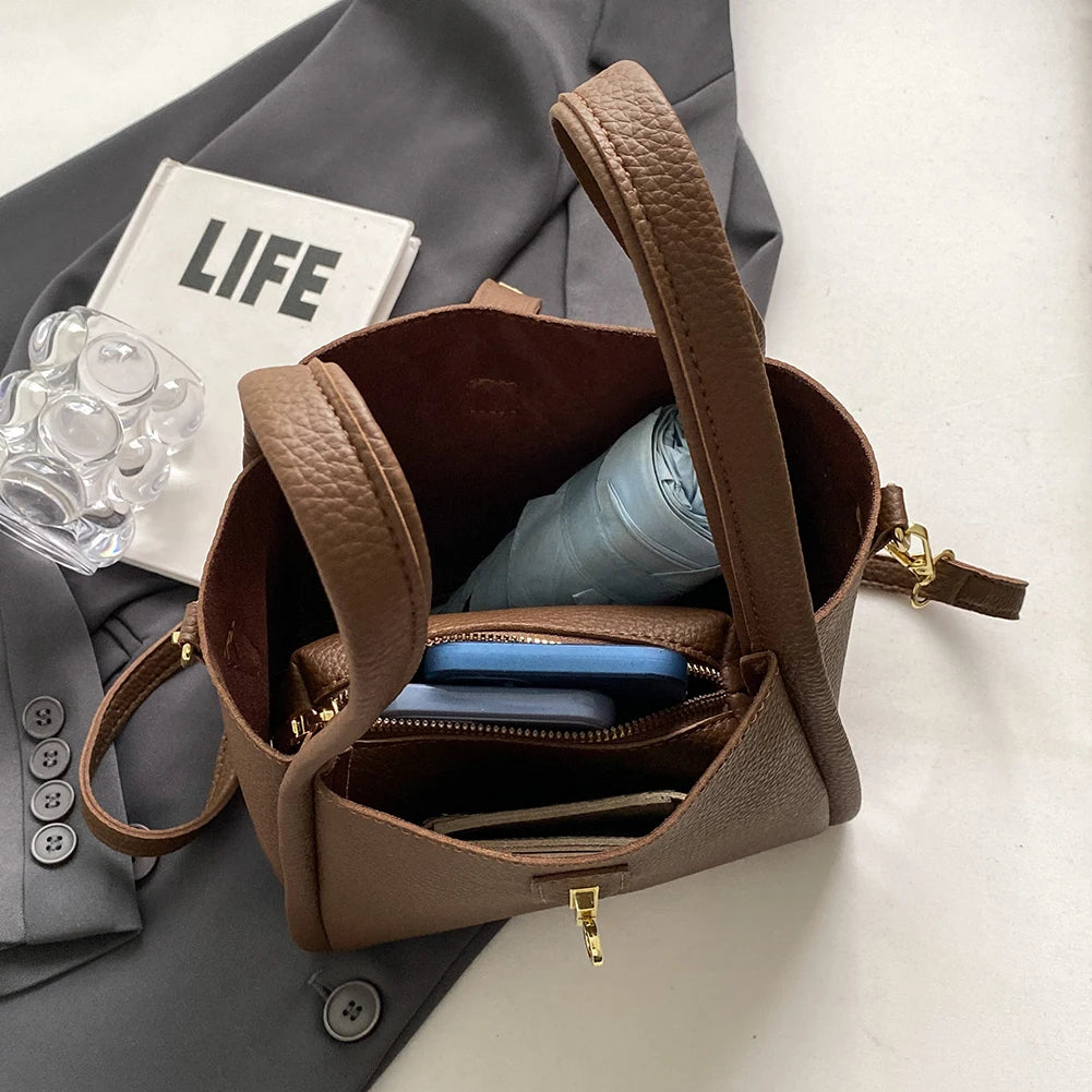 Stylish Bucket Bag for Women with Magnetic Closure Crafted from Durable PU Leather Ideal for Work and Travel Use