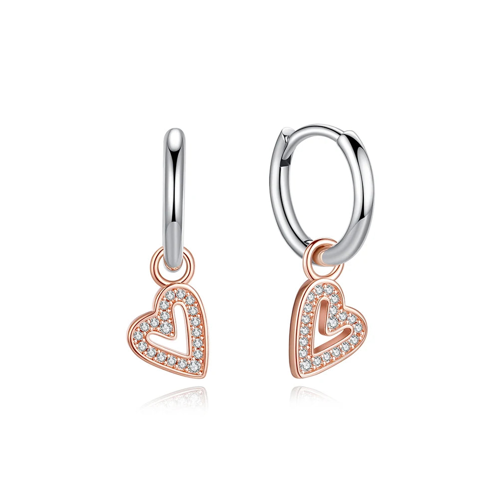 Original 925 Sterling Silver Earrings 2025 Stud Hoop Crystal Earings For Women Rose Gold Crown Heart Infinity Bee Earing Jewelry