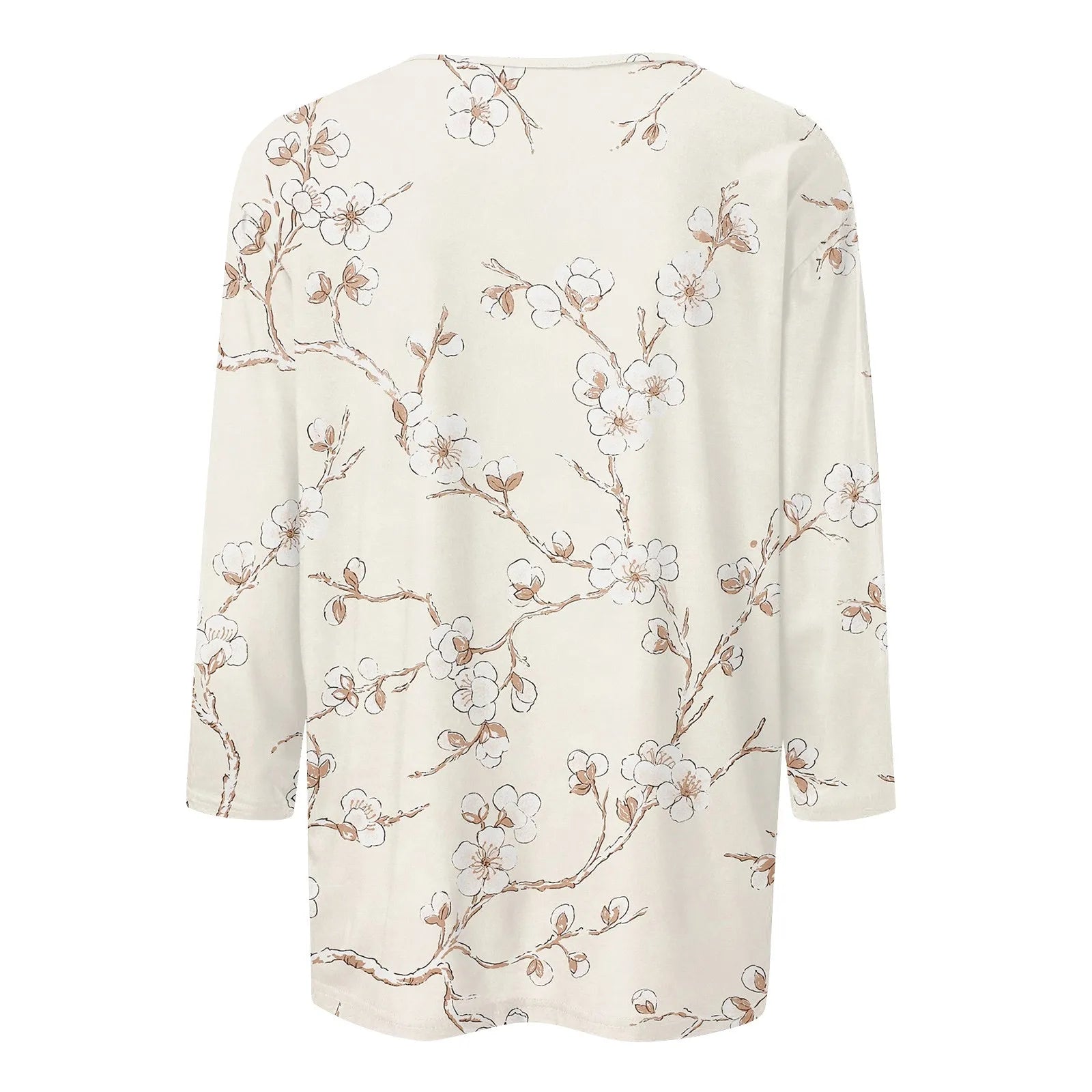 2024 Women Summer Tops Comfortable T Shirt Fashion Flower Print Round Neck 3/4 Sleeve Tops Soft Versatile Pullover Ropa De Mujer