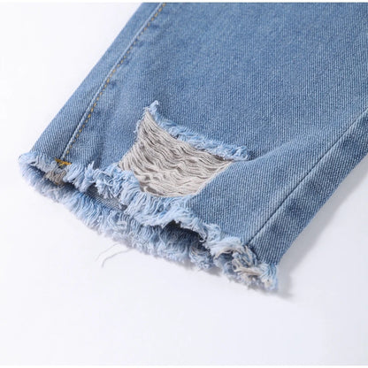 Women‘s Fashion Straight Jeans Casual High Waisted Washed Skinny Trousers Ripped Slim Pants For Lady Commuter 2025 Fashion Trend