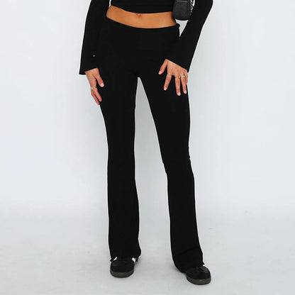 Long Pants Women Fashion Trousers Solid Elastic Leggings Flare Bottoms High Waist Wide Leg Athletic Yoga Bell Pants Summer