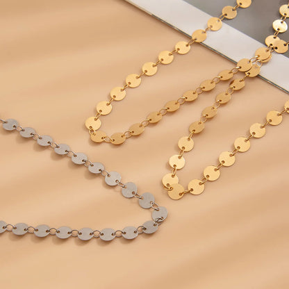 New Chic Long Round Necklaces for Women Teens Girls Sexy Y Necklace Collar Layered Metal Chain Personaliz Simply Jewelry